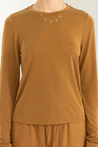 Perfect Long Sleeve Tee in Camel