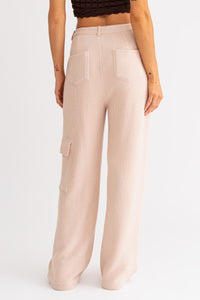 Knit Cargo Pants in Cream