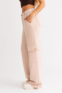 Knit Cargo Pants in Cream