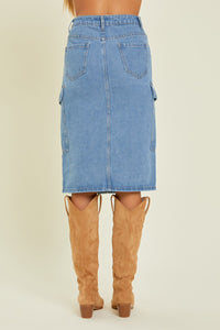 Blue Denim Cargo Skirt