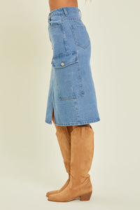 Blue Denim Cargo Skirt