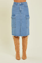 Load image into Gallery viewer, Blue Denim Cargo Skirt
