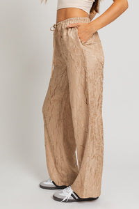 Tan Textured Drawstring Pants