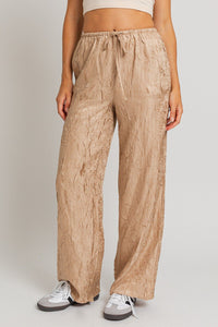 Tan Textured Drawstring Pants