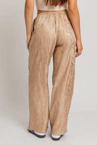 Tan Textured Drawstring Pants