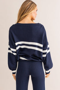 Navy Varsity Knit Set