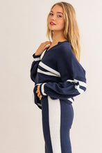 Load image into Gallery viewer, Navy Varsity Knit Set
