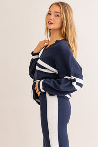 Navy Varsity Knit Set