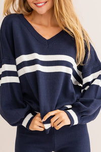 Navy Varsity Knit Set