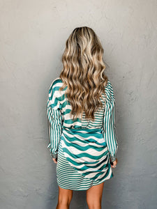 Waves x Stripes Emerald Dress