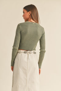 Washed Olive Ribbed Top