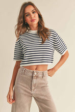 Load image into Gallery viewer, Navy Stripes Knit Top
