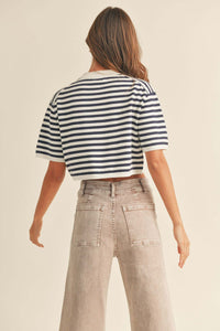 Navy Stripes Knit Top