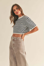 Load image into Gallery viewer, Navy Stripes Knit Top
