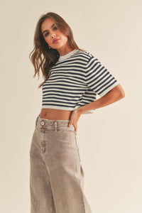 Navy Stripes Knit Top