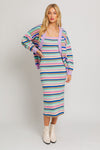 Candy Stripes Knit Dress Set (Cardigan + Dress)