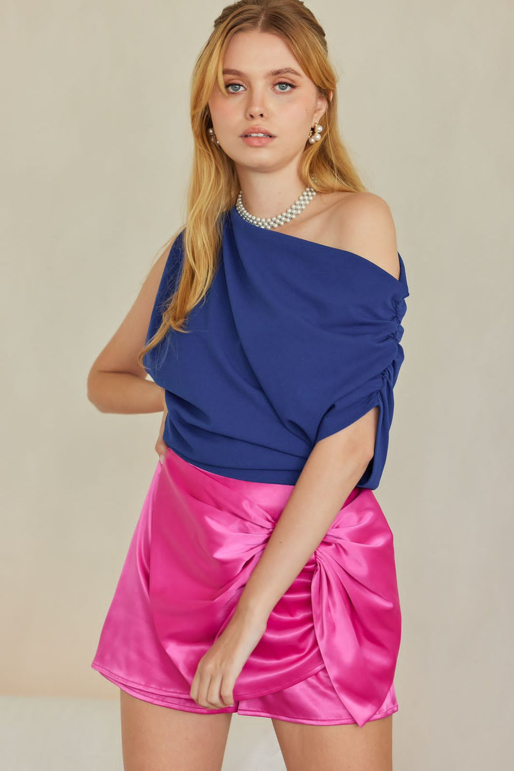 Royal Blue Draped Top