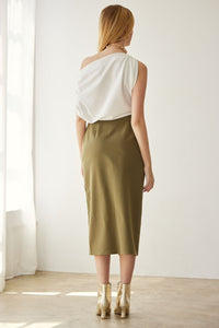 Olive Pocket Midi Skirt