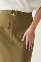 Load image into Gallery viewer, Olive Pocket Midi Skirt
