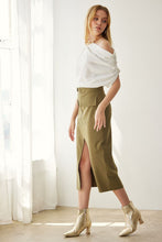 Load image into Gallery viewer, Olive Pocket Midi Skirt
