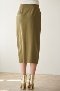 Olive Pocket Midi Skirt