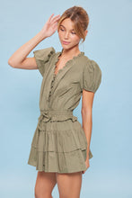 Load image into Gallery viewer, Flirty Frill Hem Romper in Olive
