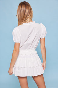 Flirty Frill Hem Romper in White