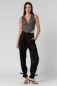 Satin Ankle Tie Pants