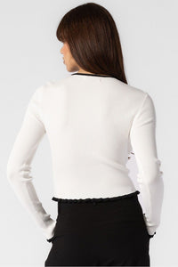 Contrast Ribbed Long Sleeve Top