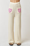 Love Nation Embroidered Pants In Rose