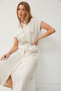 Spring Please Linen Dress in Natural