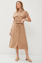 Load image into Gallery viewer, Spring Please Linen Dress in Mocha
