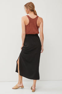 Summer Ready Linen Midi Skirt in Black