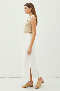 Summer Ready Linen Midi Skirt in White