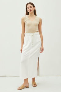 Summer Ready Linen Midi Skirt in White