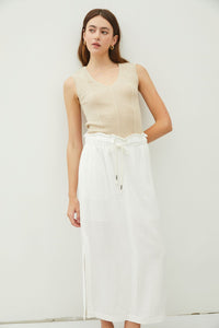 Summer Ready Linen Midi Skirt in White