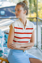 Load image into Gallery viewer, Courtside Knit Polo in Cream/Red
