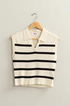 Courtside Knit Polo in Cream/Black