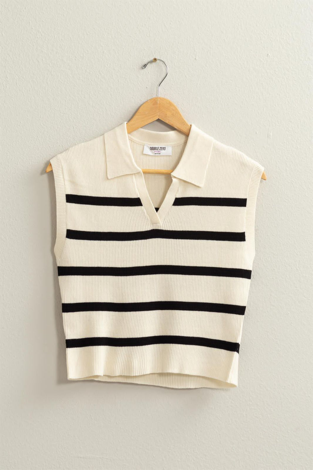 Courtside Knit Polo in Cream/Black