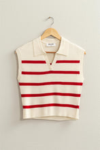 Load image into Gallery viewer, Courtside Knit Polo in Cream/Red
