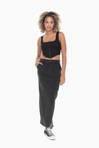 On the Move Black Maxi Skirt