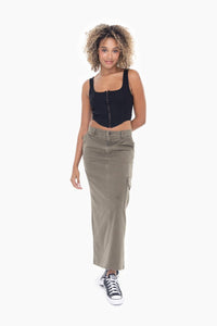 On the Move Olive Maxi Skirt