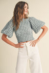 Andiamo Textured Top in Dusty Blue