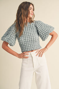 Andiamo Textured Top in Dusty Blue