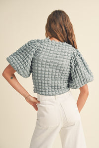 Andiamo Textured Top in Dusty Blue