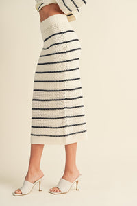 Take It Easy Stripe Crochet Skirt