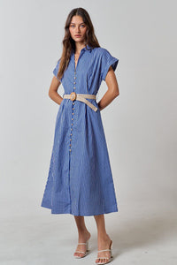 French Riviera Belted Midi Dress