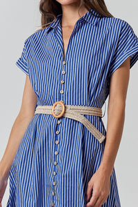 French Riviera Belted Midi Dress