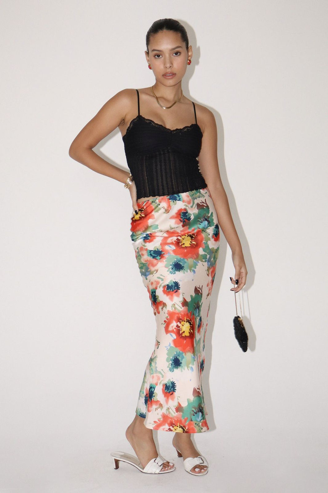 Art of Bloom Silk Slip Skirt