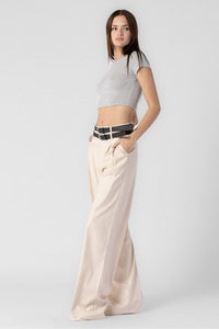 Beige Double Belted Trousers